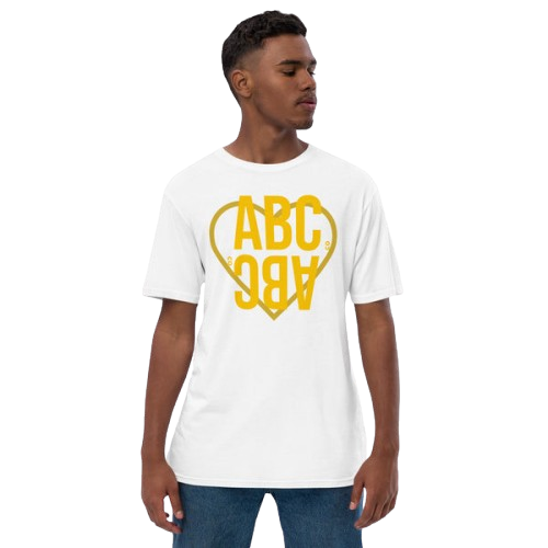 ABC Co. Heart Graphic Hemp–Cotton Tee – White (XL)