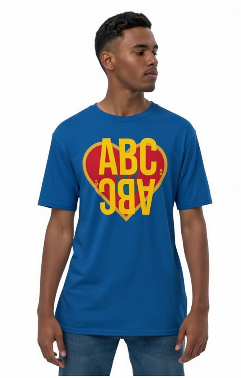 ABC Co. Heart Graphic Hemp–Cotton Tee – Blue (XXL)